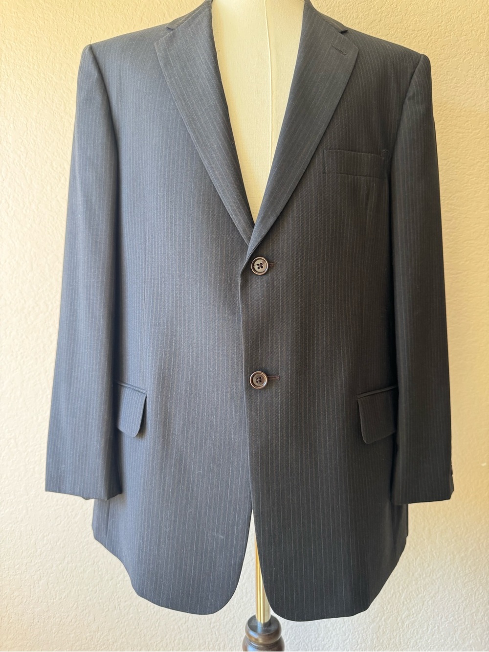 Claiborne Navy Pinstripe Two-Button Blazer & Pants Vintage Suit